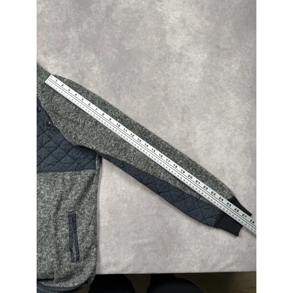 Abercrombie Fitch Quilted‎ Fleece Snap Neck Pullover Sweatshirt Gray Unisex L
